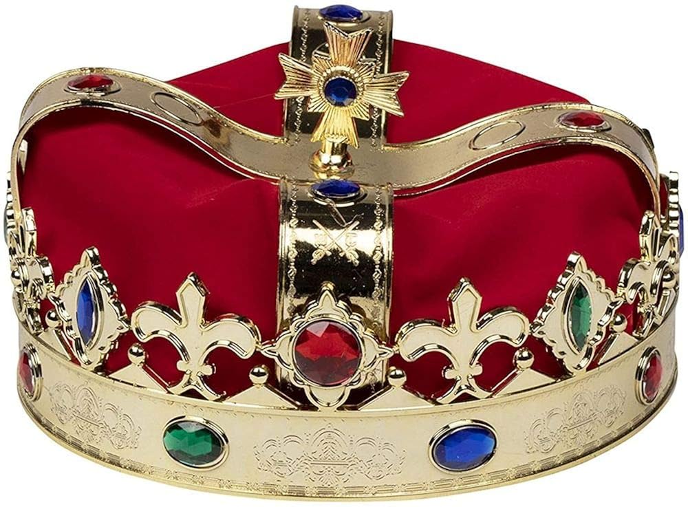 Gold Crown - 4-Pack Royal King and Queen Jeweled Costume Accessories, Party Hat: Clothing