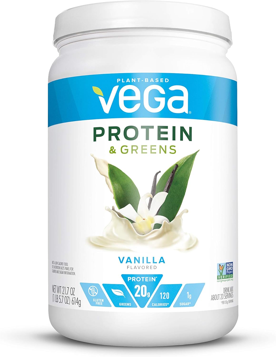 Vega Protein and Greens, Vanilla, Plant Based Protein Powder Plus Veggies - Vegan Protein Powder, Keto-Friendly, Vegetarian, Gluten Free, Soy Free, Dairy Free, Lactose Free (20 Servings, 1lb 5.7oz)