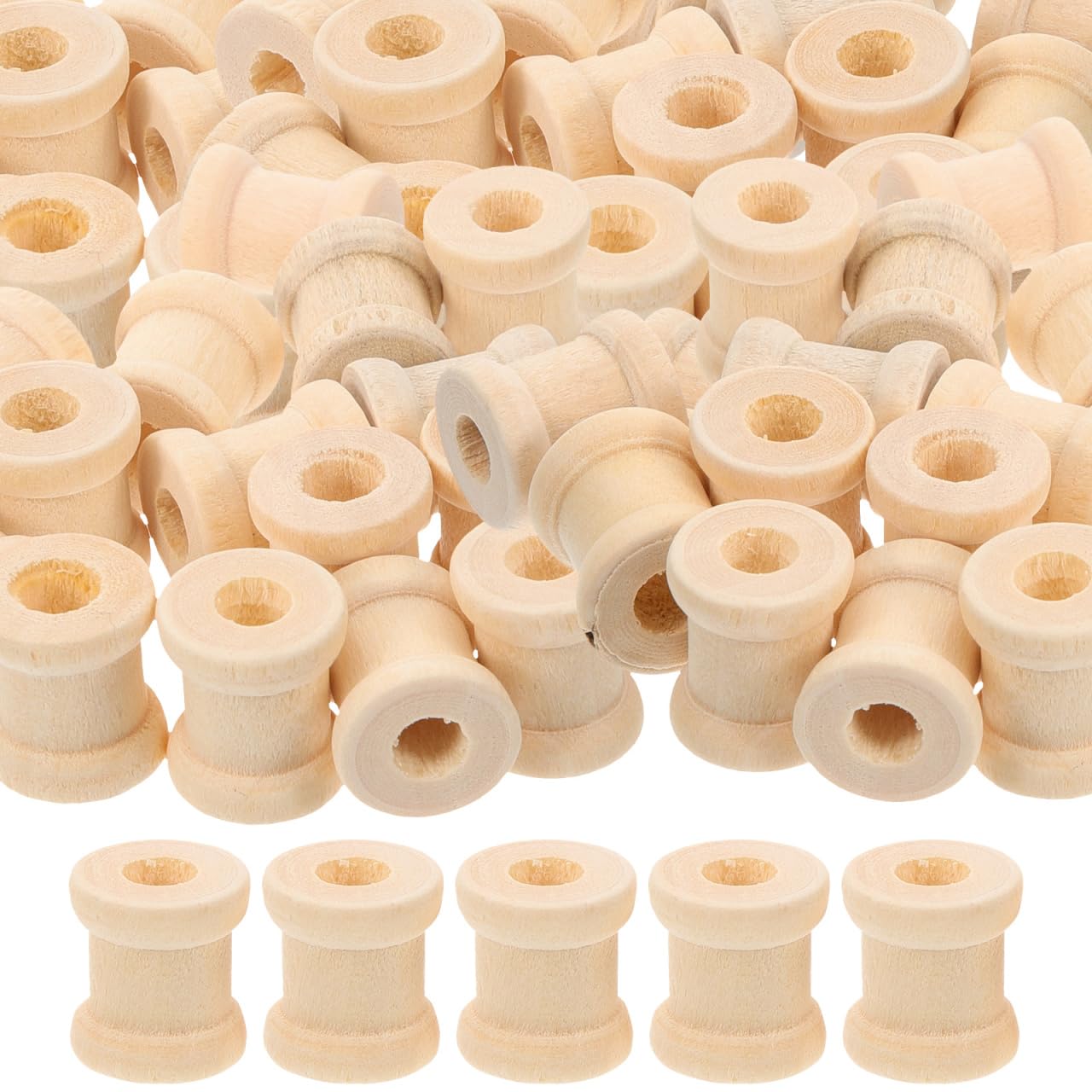 Lurrose 100 Pcs Dolls Cord Wooden Sewing Spools Colorful Bobbin Wooden Bobbin Spool Holder Thread Stand Wooden Knitting Spool Crafts Sewing Machine Embroidered Bamboo