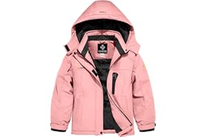 GEMYSE Girl's Waterproof Ski Snow Jacket Hooded Fleece Lined Windproof Winter Jacket