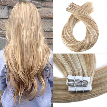Amazon Com Moresoo 20 Inch Tape In Highlighted Hair Extensions