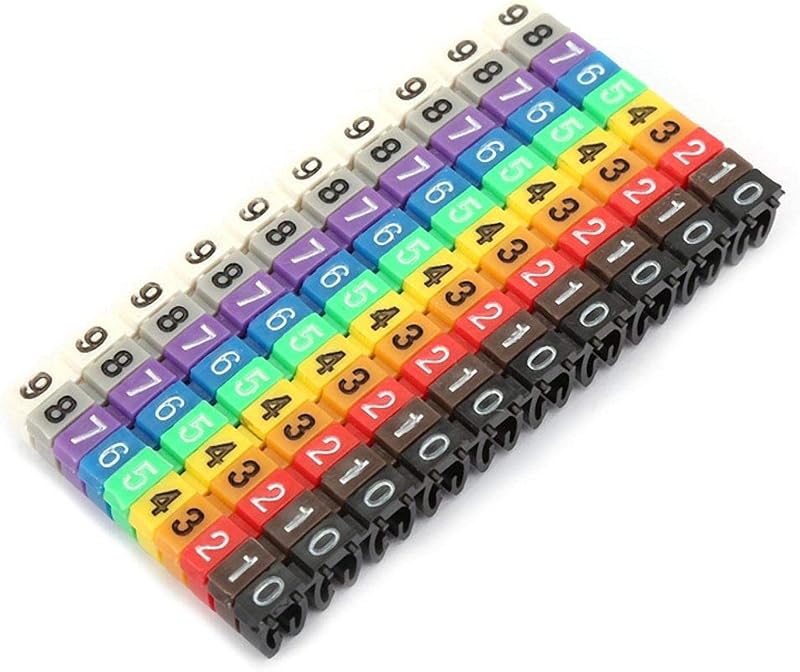 Hilitand 100x 2.5mm² Wire Number Marker Clips Plastic Cable Labels Color Coded