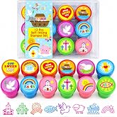 TINYMILLS 12 Pcs Religious Stampers for Kids, Christian Self Inking Stamps, Bible Theme Party Favors, VBS Prizes, Sunday School Rewards, Church Giveaways, Classroom Incentives