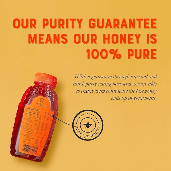 NATE’S 100% PURE, RAW & UNFILTERED HONEY – AWARD-WINNING TASTE, 16 OZ. SQUEEZE BOTTLE