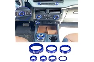 BORUIEN Air Conditioner AC Climate 4WD Engin Start Stop Headlight Volume Radio Control Switch Knob Cover for Ford Maverick 2022 2023, 7pcs Aluminum Alloy (Blue)