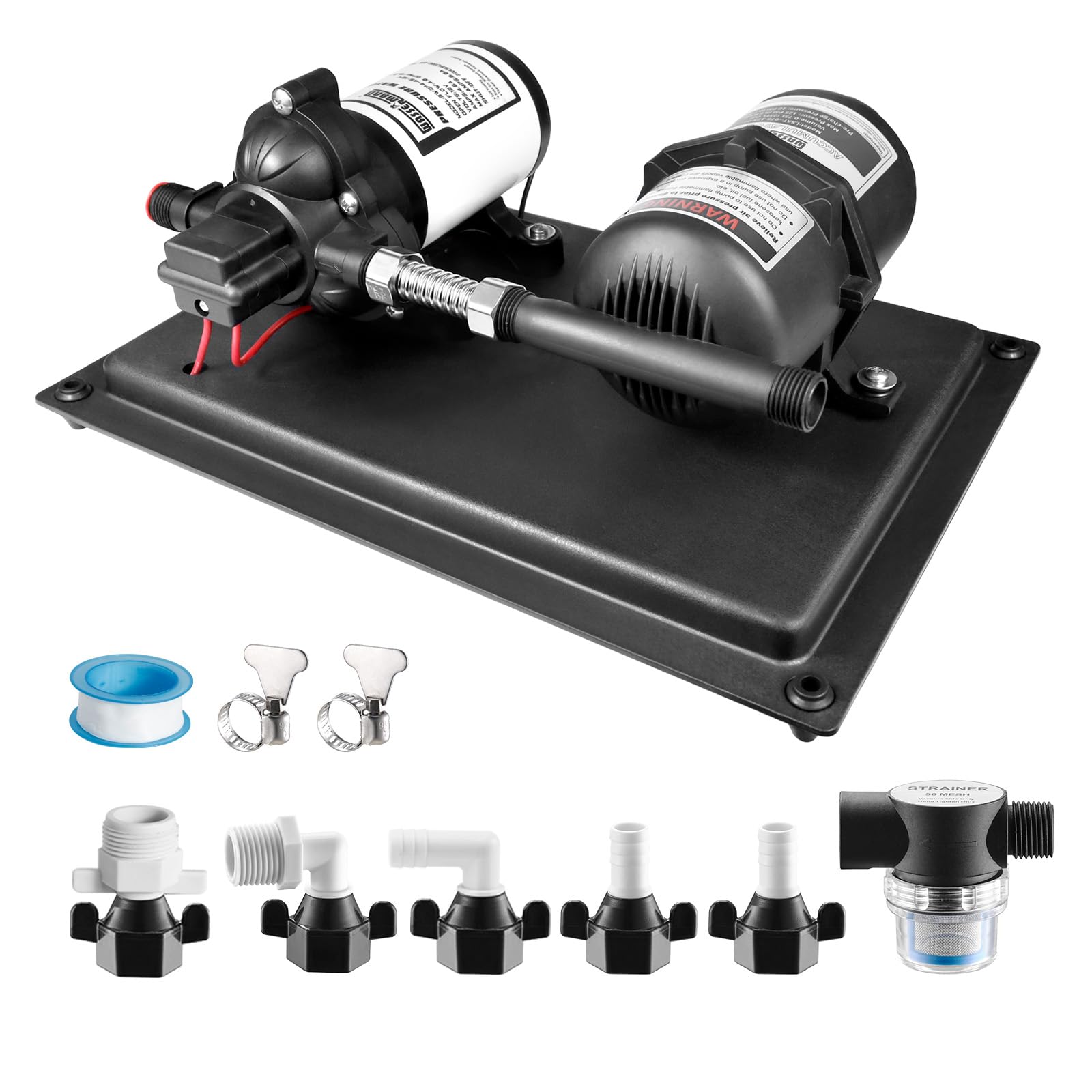 Photo 1 of WASSERMANN 12V RV Water Pump and Accumulator Tank System, 4.0GPM 45PSI Self Priming Water Diaphragm Pump with 0.75L 10 PSI Pre-Pressurized Accumulator Tank, Pressure Switch, for Boat Garden RV Camping