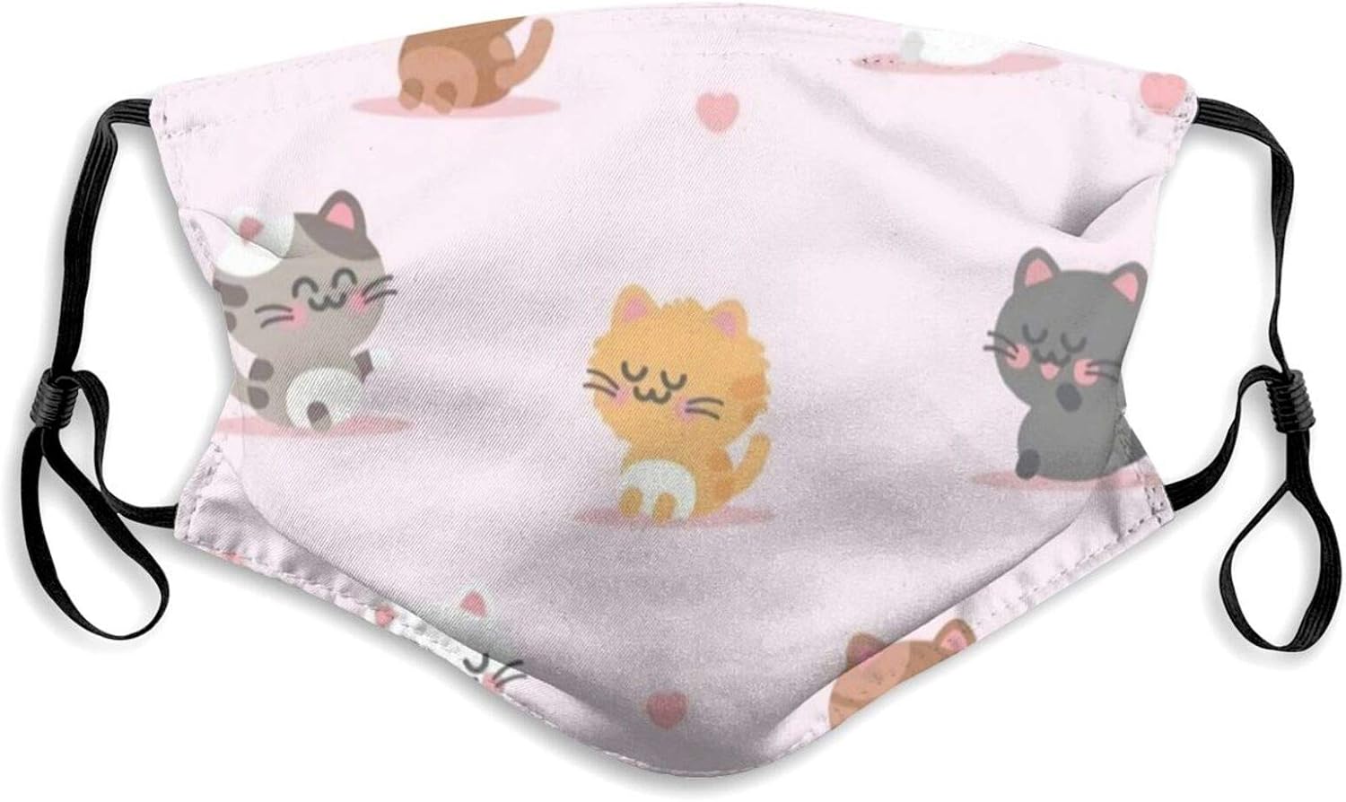 Cat Face Masks Breathable Dust Mask with Stretchable Earloops Black