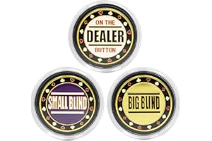 SODFAS Dealer Button Small Blind Big Blind Metals Poker Gaming Accessory Set of 3 for Texas Hold 'em Blackjack Card Games