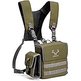 MOXULE Binocular Harness Chest Pack - Bino Case with Rangefinder Pouch and Waterproof Cover for Hunting Hiking Birdwatching
