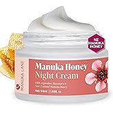 Manuka Lane Manuka Honey Night Cream for Face and Neck with Argireline, Rosemary, Sweet Almond Oil, & Vitamin A | Plant Based Formula | Carefully formulated to keep your skin young and healthy!