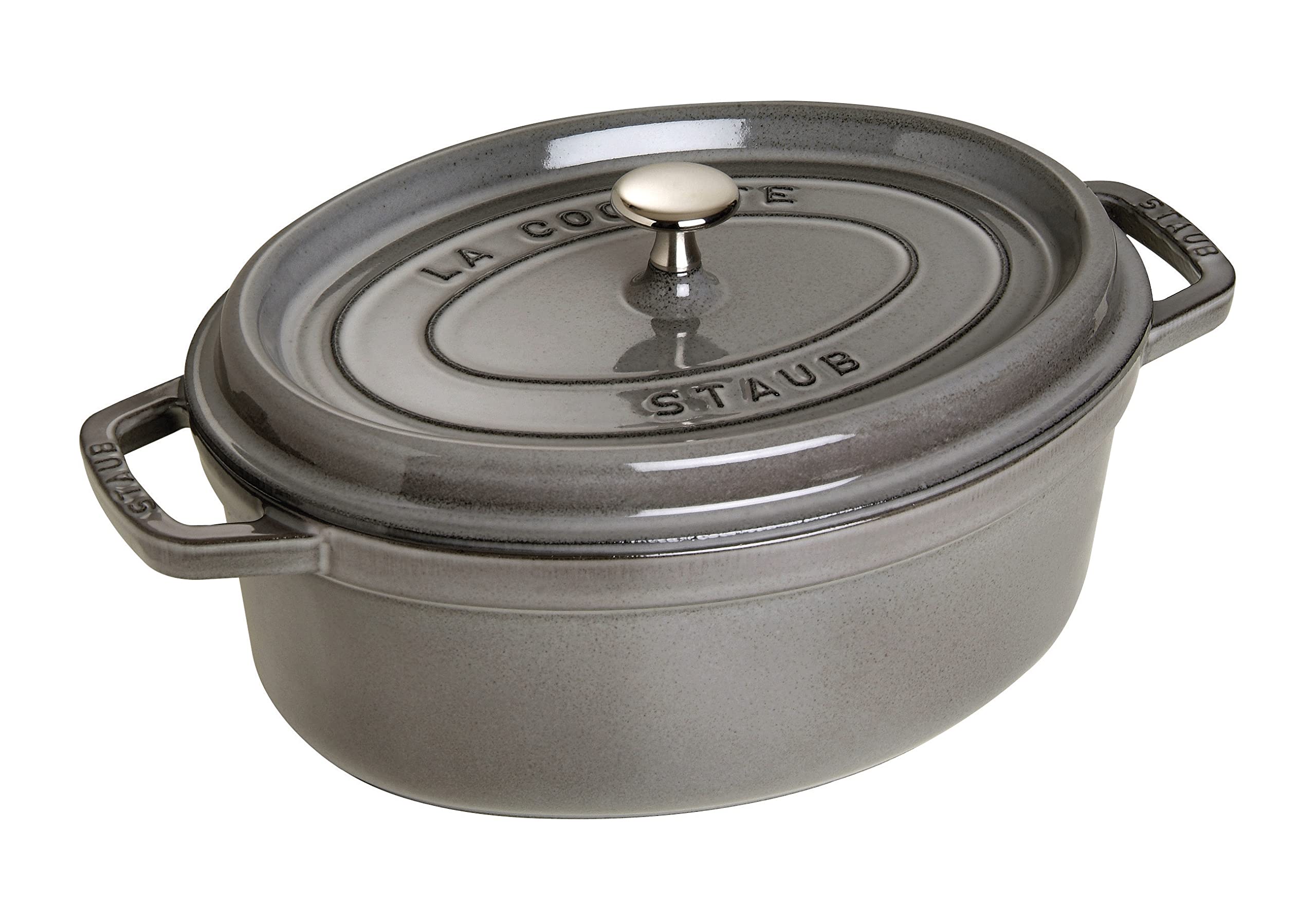 STAUB Cast Iron Roaster/Cocotte, Oval 33 cm, 6.7 L, Graphite Grey