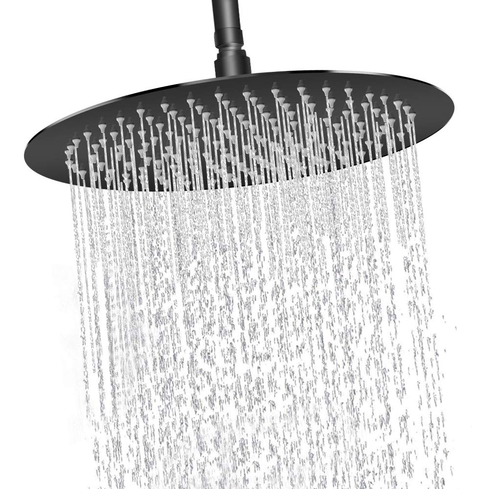 12 Inches Round Shower Head, NearMoon Stainless Steel Rain Shower Head Full Body Covering with Powerful Spray Luxury Shower Experience, Ceiling or Wall Mount, Oil Rubbed Bronze (Black)