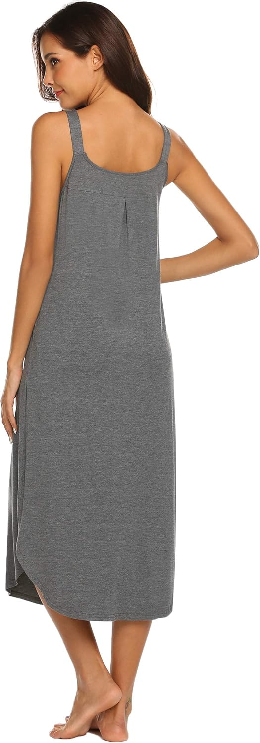 Ekouaer Women's Sleeveless Long Nightgown Summer Full Slip Sleep Dress Soft Nightshirt Chemise Sleepwear Lounge Dresses at  Women’s Clothing store