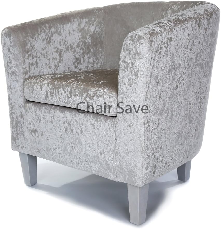 Chair Save Designer Monaco Linen or Velvet Fabric Sofa Tub Chair, Champagne Crushed Velvet