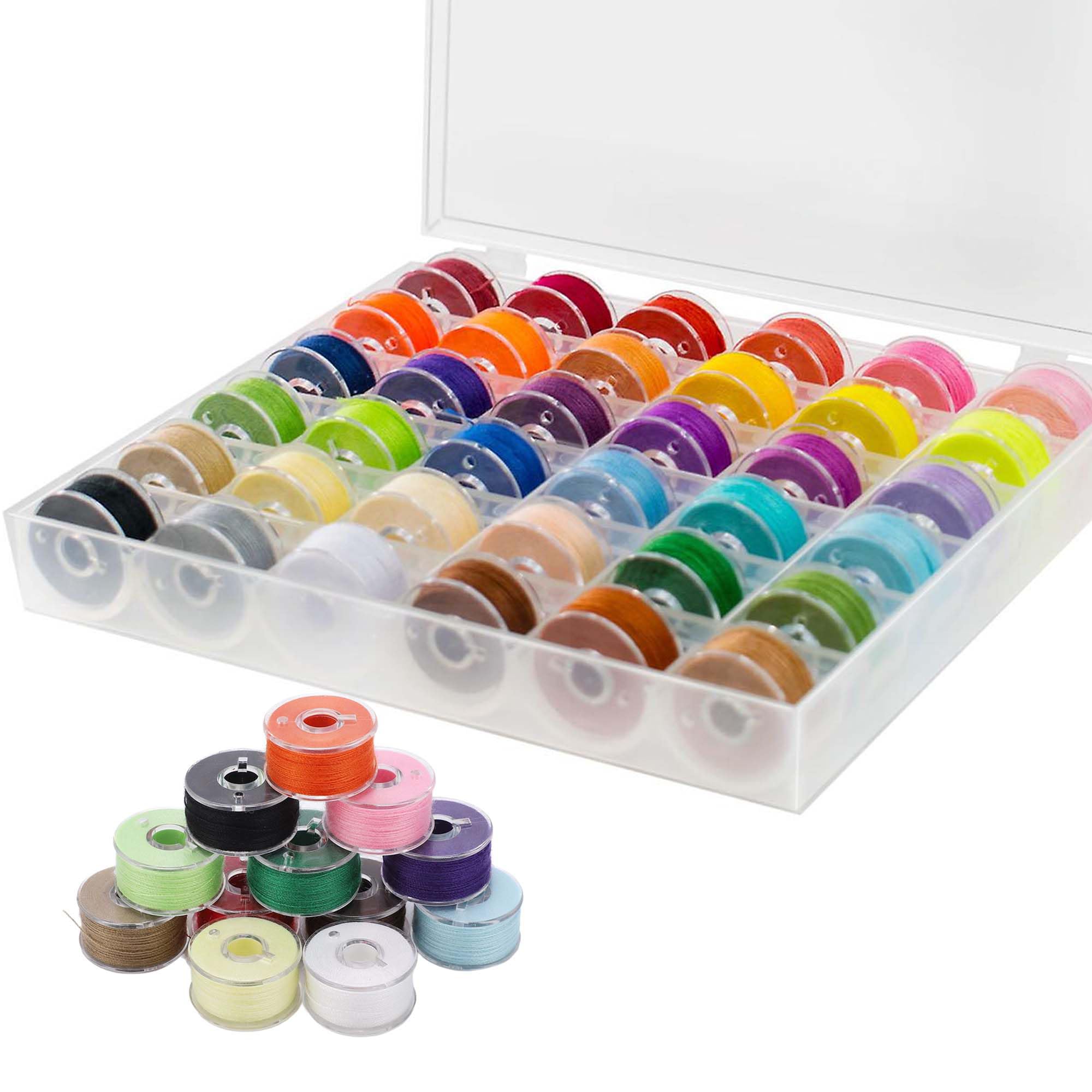 Hioseyre 36 Pcs Sewing Machine Bobbin Threads With Case - Accessories for Brother/Elna/Babylock/Janome/Singer Machines