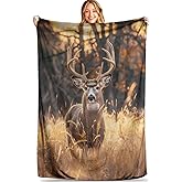 MIEPOS Sunset Deer Throw Blanket - Soft, Cozy Plush Flannel - Lightweight, Warm, and Fuzzy, Ideal for Couch, Office, or Travel - Fluffy, Decorative Wildlife Home Accessory 50×60 Inch