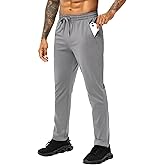 MIER Men's Fleece Lined Sweatpants for Workout Running Athletic Jogging Winter Warm Thermal Gym Track Pants with Pockets