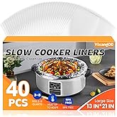 40 Pack Slow Cooker Liners, Large Size 13"x 21" Cooking Bags Disposable Pot Liners, Plastic Slow Cooker Bags Fits 3-8 Quarts,