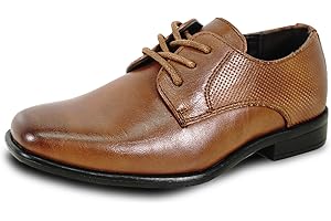 bravo! Boy Classic Slip On Loafer and Lace Up Oxford Dress Shoes Leather Lining Square Toe Black Brown