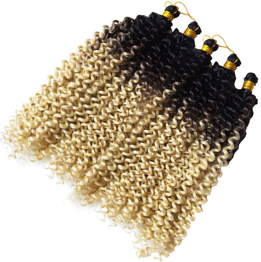 20inch Water Wave Crochet Braids Ombre Colors Jerry Curl Crochet Braids Hair Extensions for Passion Twist Crochet Hair(20inch, T613)