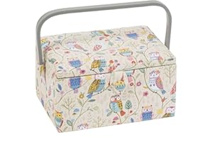 HOBBY GIFT Sewing Box / Basket - Medium Rectangular - Twit Twoo - Owls - Hobbygift