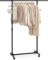 SONGMICS Clothes Rack with Castors Adjustable Height 97-165 cm Black LLR001B01