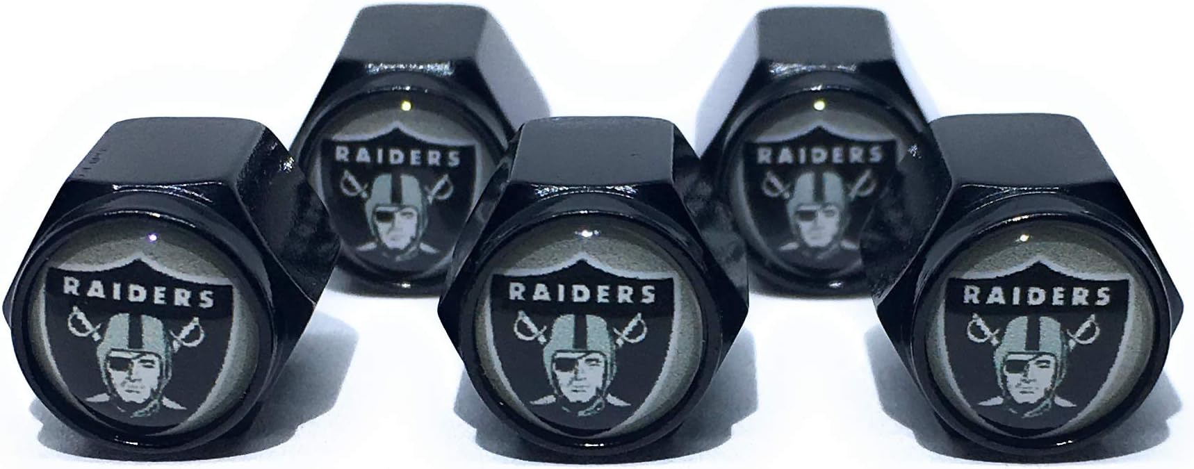 Buycleverly Las Vegas Oakland Car Tire Air Valve Caps Auto Wheel Tyre Dust Stems Cover with Logo Emblem Raiders Waterproof Dust-Proof Universal fit for Set/5 Pcs for Cars Luxury