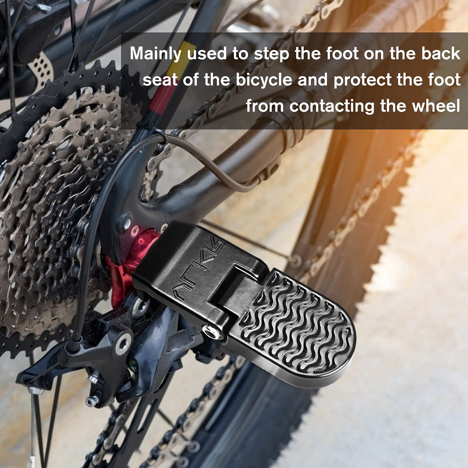 TOBWOLF 2PCS Bike Rear Pedals, Aluminium Bicycle Foot Peg, Non-Slip Ebike Foot Pegs for Passenger, Folding Rear Bicycle Footrest Pedals for E-Bike, Mountain Bike, Folding Bicycle