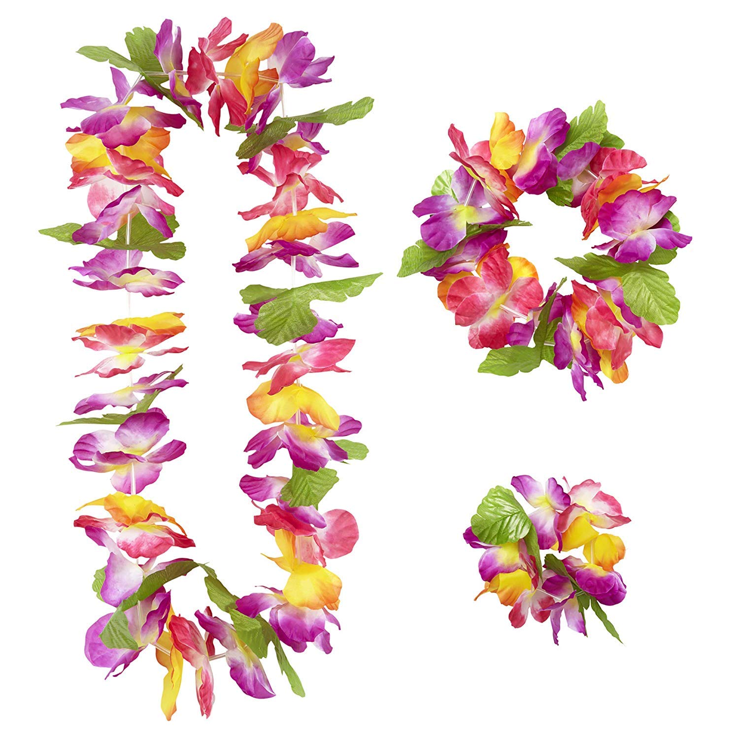 2 x Maui Hawaiian Set (Lei Crown Cuff) Accessory for Tropical Lua Fancy Dress Amazon.co.uk DIY