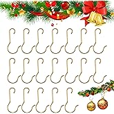 Ornament Hooks, Christmas Ornament Hangers, 100 PCS Christmas Ornaments Hooks, Gold Ornaments Hook with 1 PCS Storage Box for Xmas Trees, Small Xmas Hook Hangers Anchors for Xmas Tree Decorations