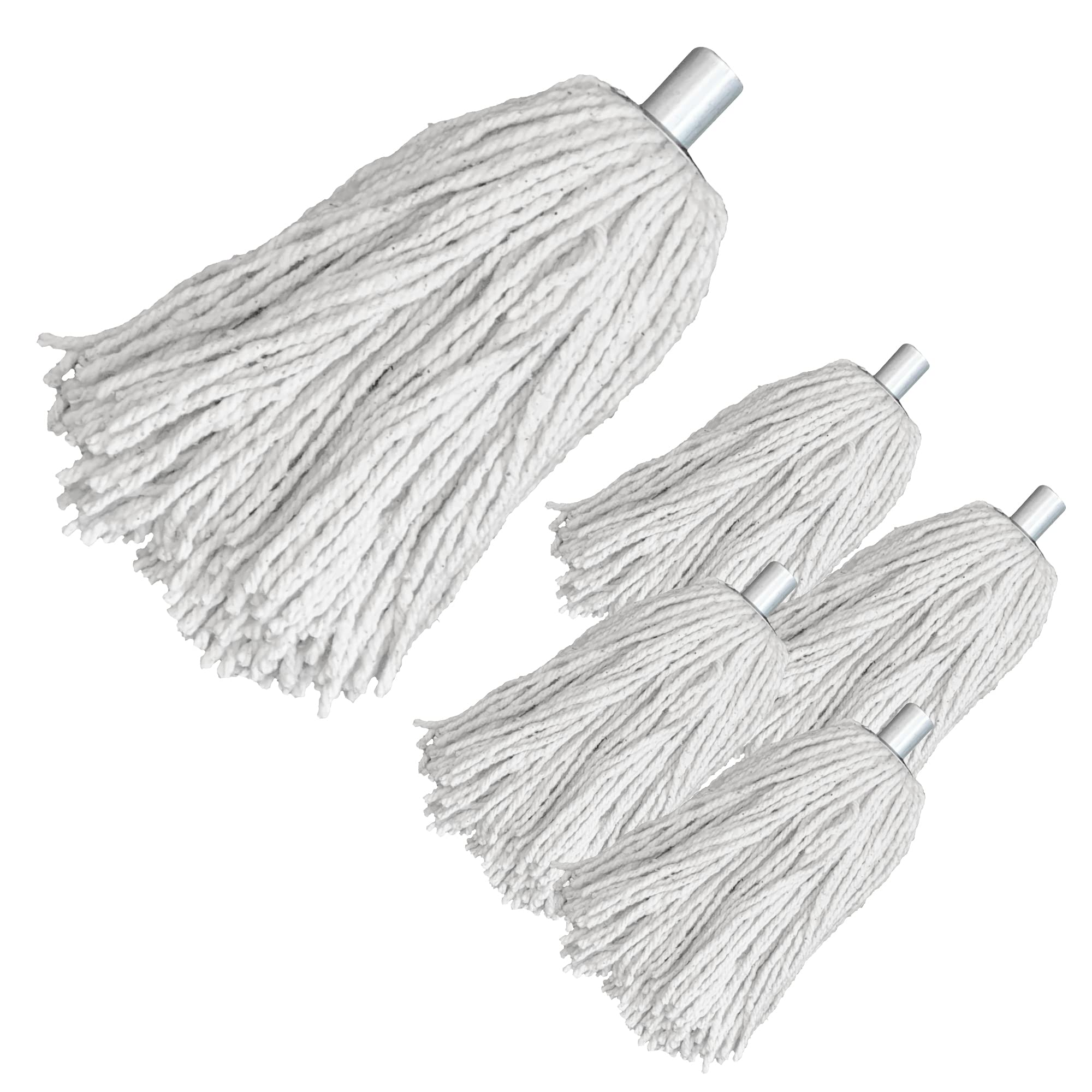 Pack of 5 Industrial PY.14 Pure Yarn Cotton Mop Heads Replacement With Galvanised Socket, Heavy Duty for All-Around Floor Cleaning