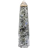 Amazing Gemstone Rainbow Moonstone Orgonite Orgone Crystal Towers - Large 4.5" Orgonite Crystal Wand Obelisk Tower Point for Meditation, Crystals and Healing Stones Gift and Protection