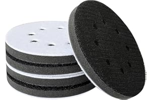 LABZHANG 5 Pack 5 Inch Interface Pads 8 Holes, Orbital Sander Foam Pads Shock Absorption Cushion Buffer, Hook and Loop Foam Sanding Pads for Orbital Sander