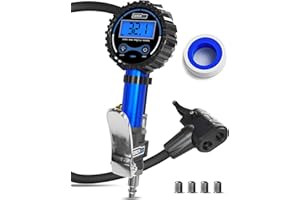 Presta Valve Air Chuck – Digital Bike Tire Inflator with Pressure Gauge – Schrader to Presta Valve Adapter for Air Compressor