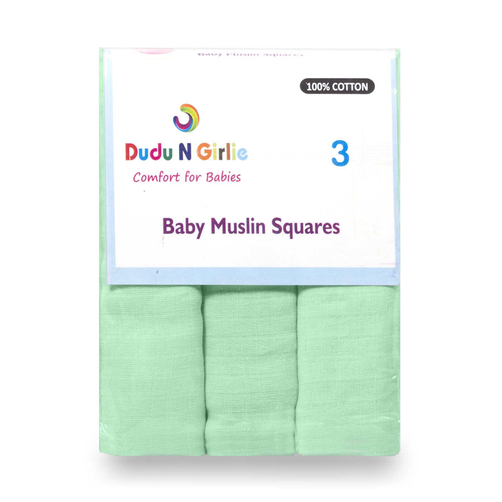 Muslin Cloths for Baby 70x70cm - Soft, Absorbent & Breathable 100% Pure Cotton Burp Cloths - Ideal to Clean, Wipe & Cover Newborn Blanket Unisex Muslin Squares (Pack of 3, Mint)