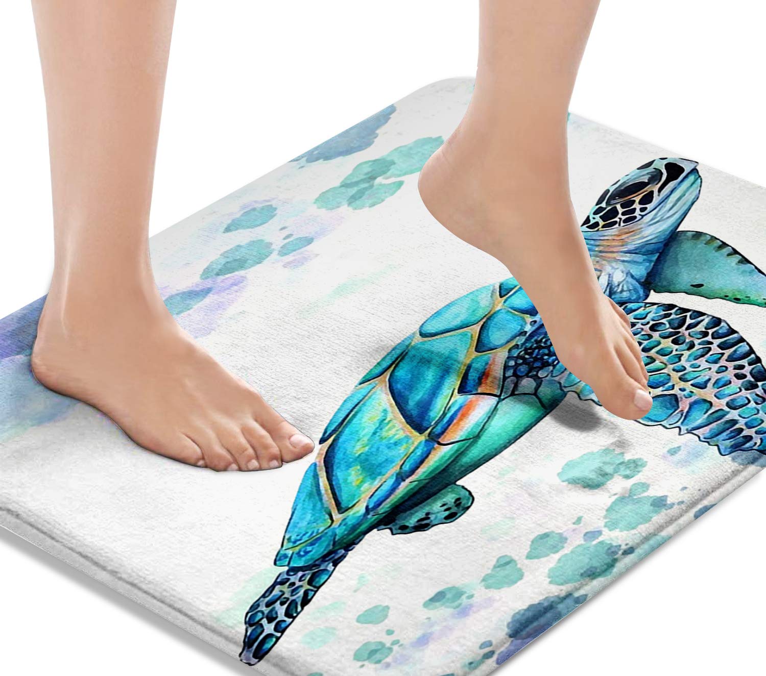 Britimes Bath Mat for Bathroom Sea Turtle Washable Floor Rug Carpets Floor Mat Bathroom Decorations 16x24 inches for Kitchen Bedroom Indoor