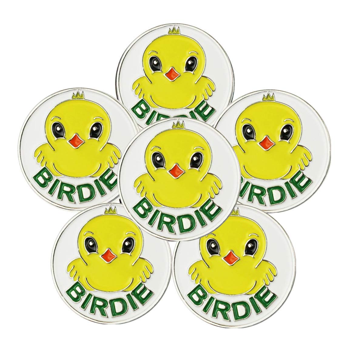 FINGER TEN Golf Ball Marker for Ladies Men Value 6 Pack, Golf Accessories Ballmarker Magnetic fit Golf Divot Tools Hat (Birds-6 Pack)