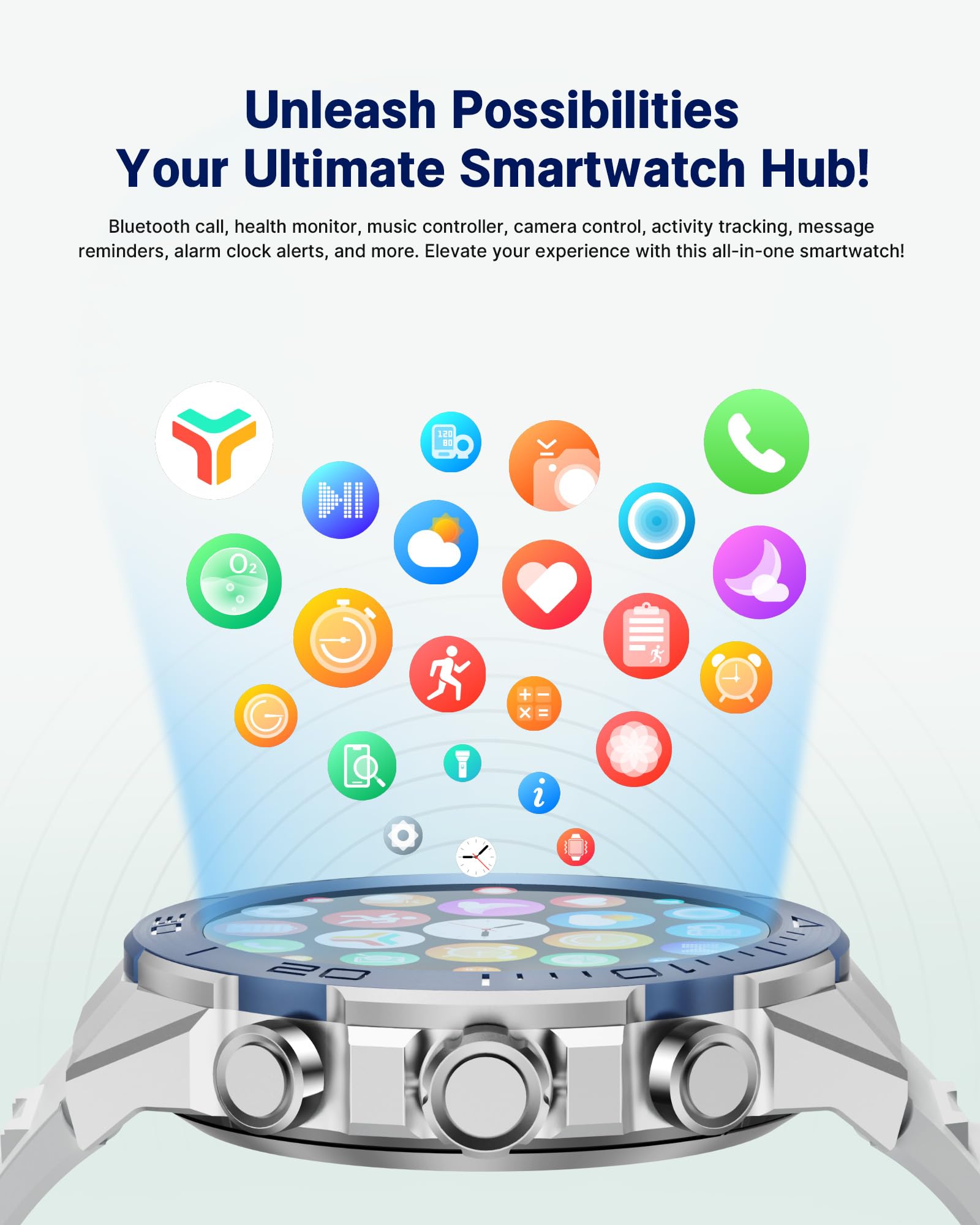 Smart Watch for Men (Answer/Make Call),1.43''AMOLED Screen with 24 Hours Healthy Monitor, 100+ Sports Modes Fitness Tracker Watch, 400mAh Battery Pedometer Calorie Smartwatch Compatible Android iOS