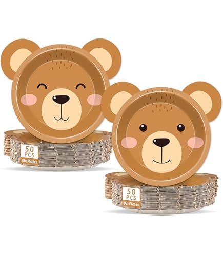 Amazon.com: Naozinebi 50 Count Bear Paper Plates Bear Shaped