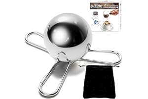 G & J'S FINEST XL Frozen Coffee/Espresso Ball | Extract Chilling Tool with Stand & Pouch- 2.6x BIGGER (2.2"/55mm) Stainless Steel Chiller Ball/Ice for Better Tasting Espresso/Iced Coffee (NOT SOLID)