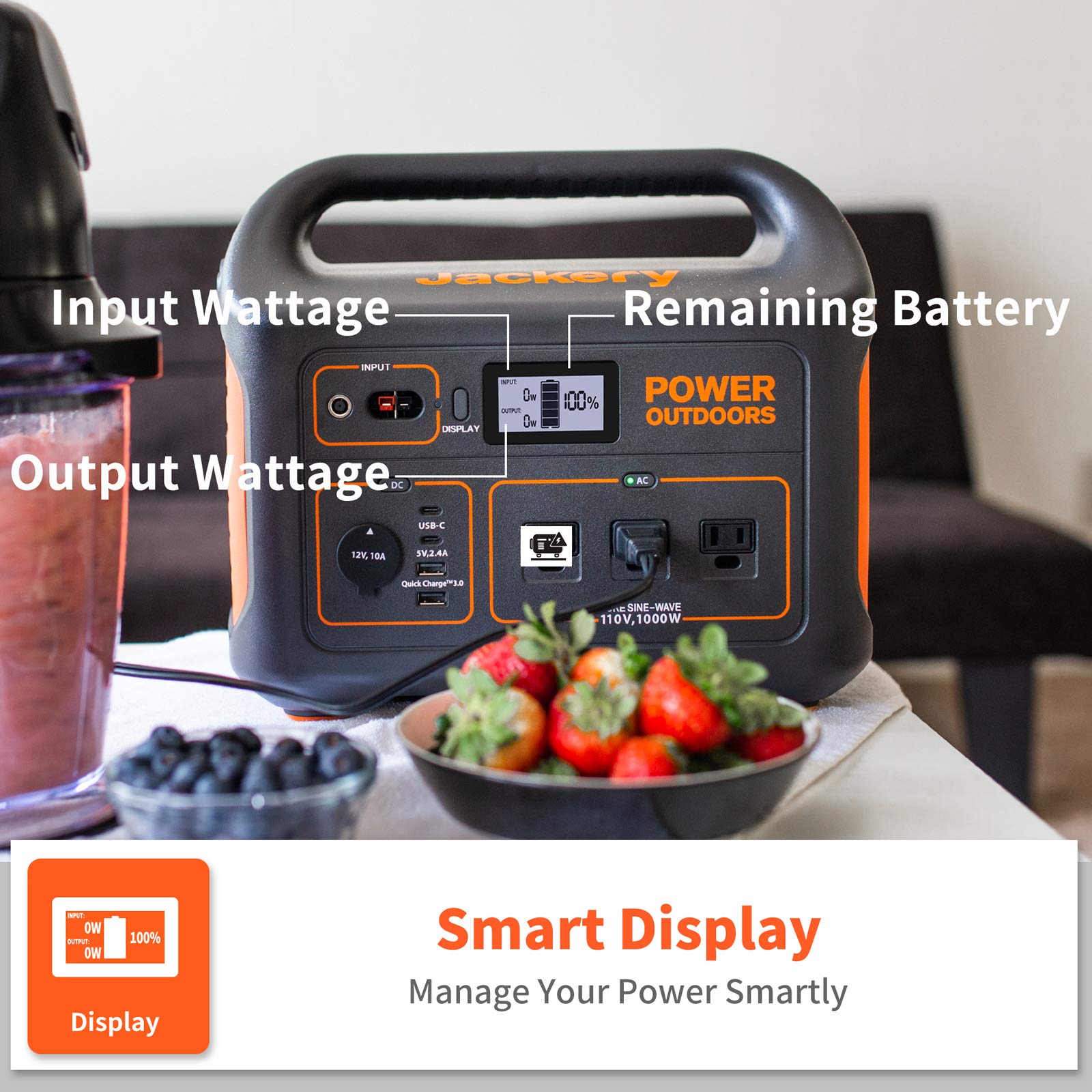 Jackery Portable Power Station Explorer 1000, 1002Wh Solar ...