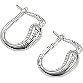 925 Sterling Silver Hoop Earrings for Women Small U -Earrings Lightweight Classic Click-Top Earring Hoops