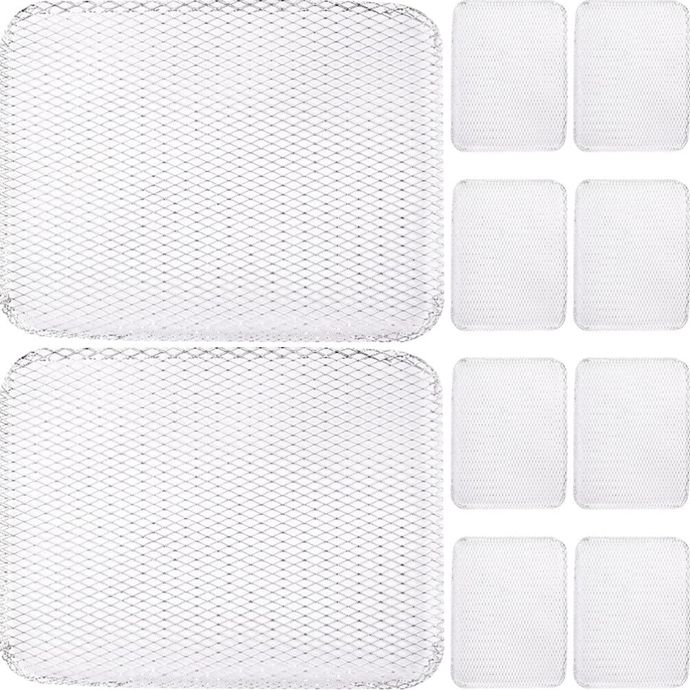 Cabilock 10Pcs BBQ Grill Mesh Mat Aluminum Disposable Grill Grate Liners Outdoor Barbecue Pads for Baking Cooking Grilling Accessory