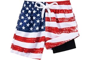 Cozople Boys Swim Trunks Compression Liner Swim Shorts Beach Quick Dry Bathing Suit with Boxer Brief Swimwear 4-10T