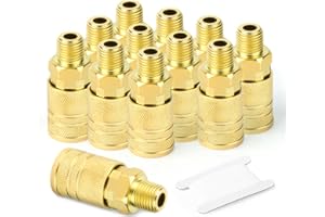 GASHER 12PCS 1/4-Inch Male Industrial Coupler,1/4 Inch NPT Male Threads Size, Quick Connect Air Coupler