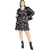 City Chic Plus Size Dress Sheer Lover Printed, Marble Multi Color Print
