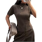 MakeMeChic Women's Mock Neck Sweater Tank Top Short Sleeve Dressy Pullover Tops