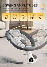HoldOneLight Adjustable Height Baby Swing with Bluetooth 5 Speeds 3 Seats Grey view 2