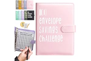 Qiddo 100 Envelopes Challenge Binder: A5 Money Saving Budget Binder with Cash Envelopes- Money Saving Binder Savings Challenges Book to Save $5,050(Pink)