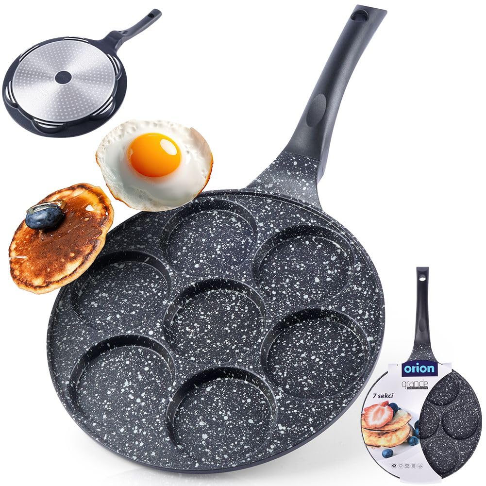 Orion, Eye Pan, Fried Egg Pan for 7 Eggs, Crepe Pan for Gas Induction, Non-Stick, Diameter 27 cm, Large
